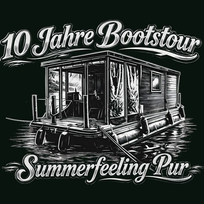 Schleusenkräuter Crew-Shirt mit 10-Jahre-Bootstour-Motiv